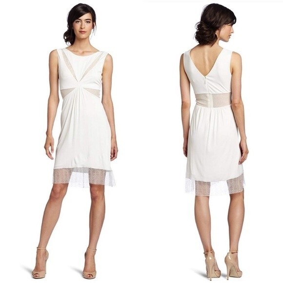 BCBGMaxAzria Lace Inset Dress‎ White/Cream M - Picture 1 of 6